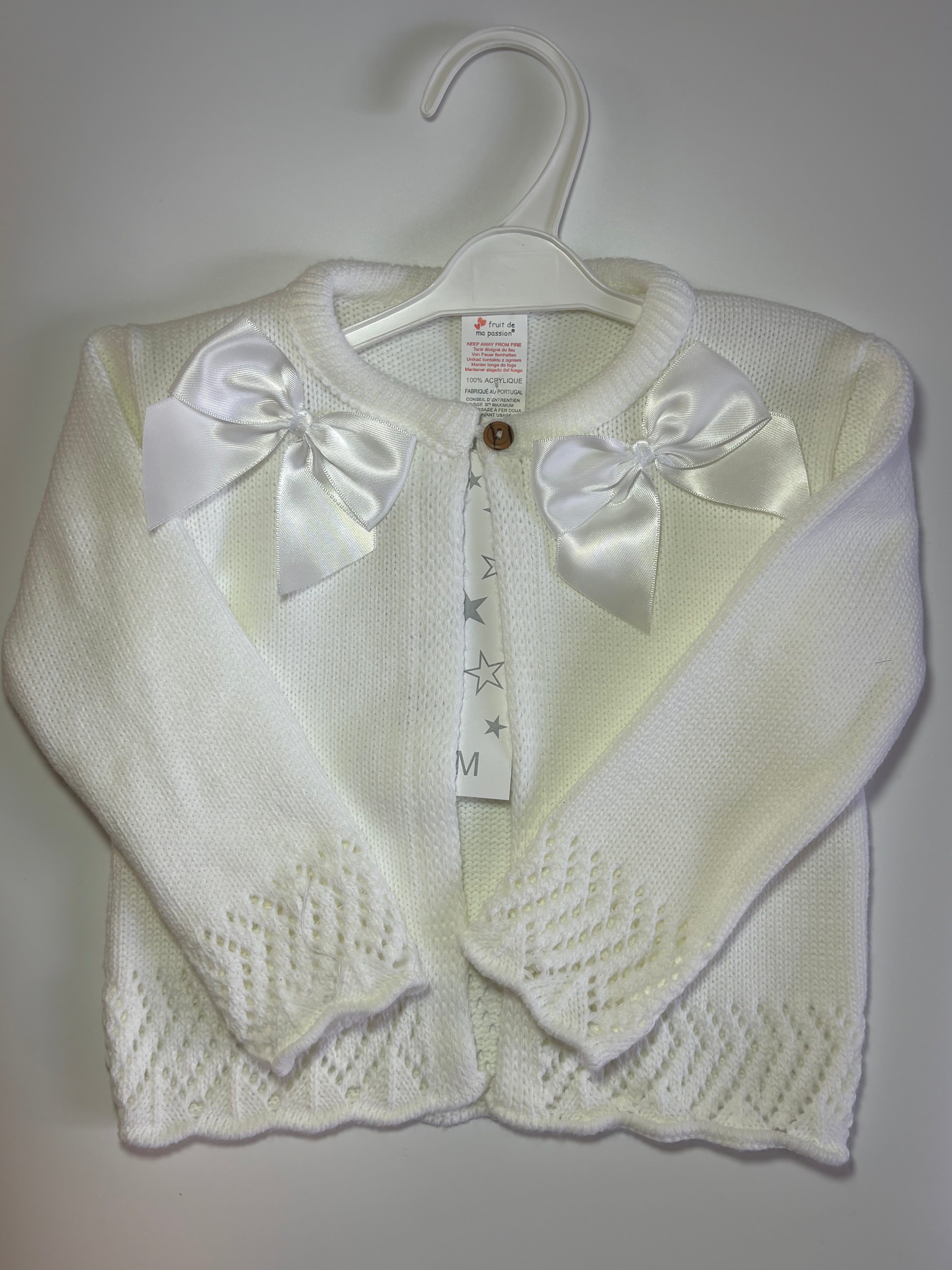 White Bow Collar Cardigan